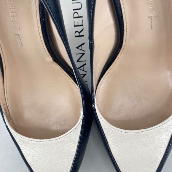 Banana Republic Tatum Leather Pointed Toe Two-Tone Dressy High Heels Pumps Black - Picture 8 of 14